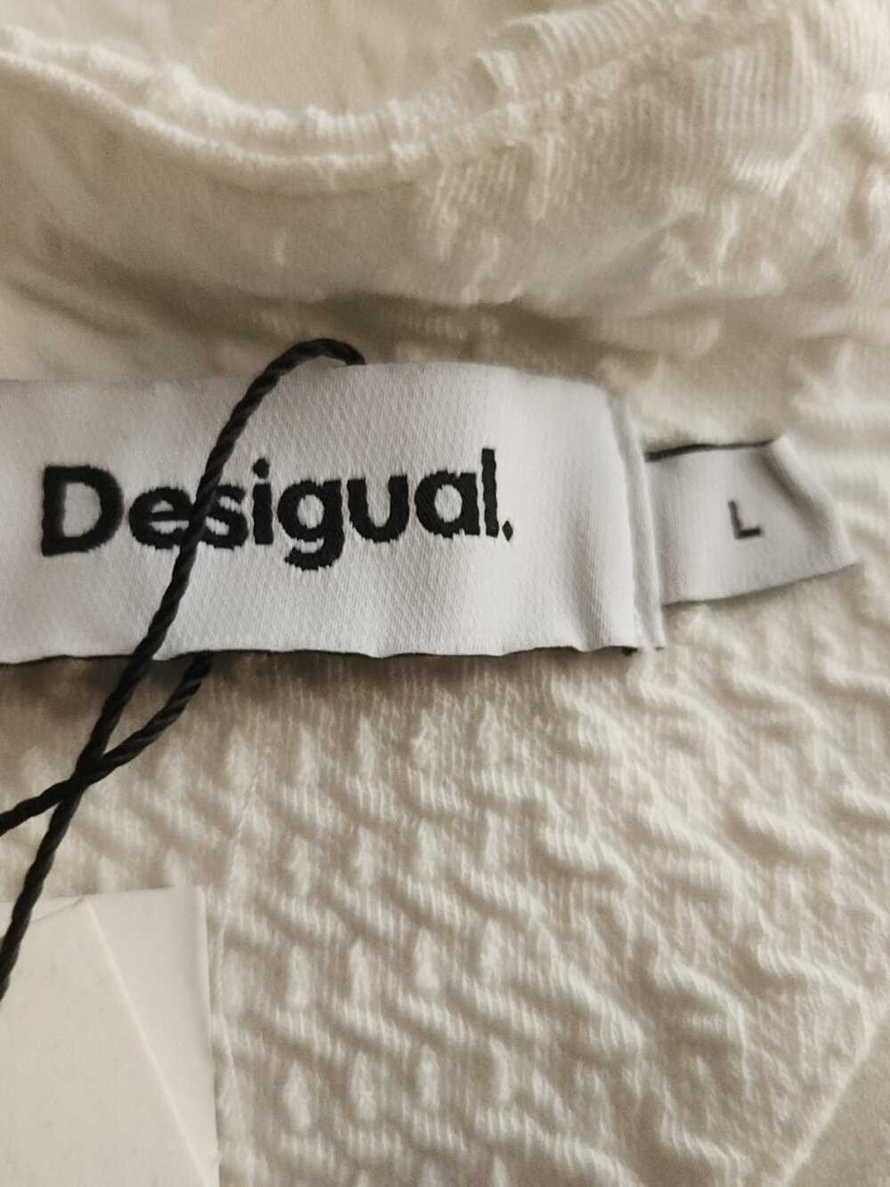 Desigual Dress Women Large White Textured Shift Bodycon NWT $145 - Picture 6 of 11